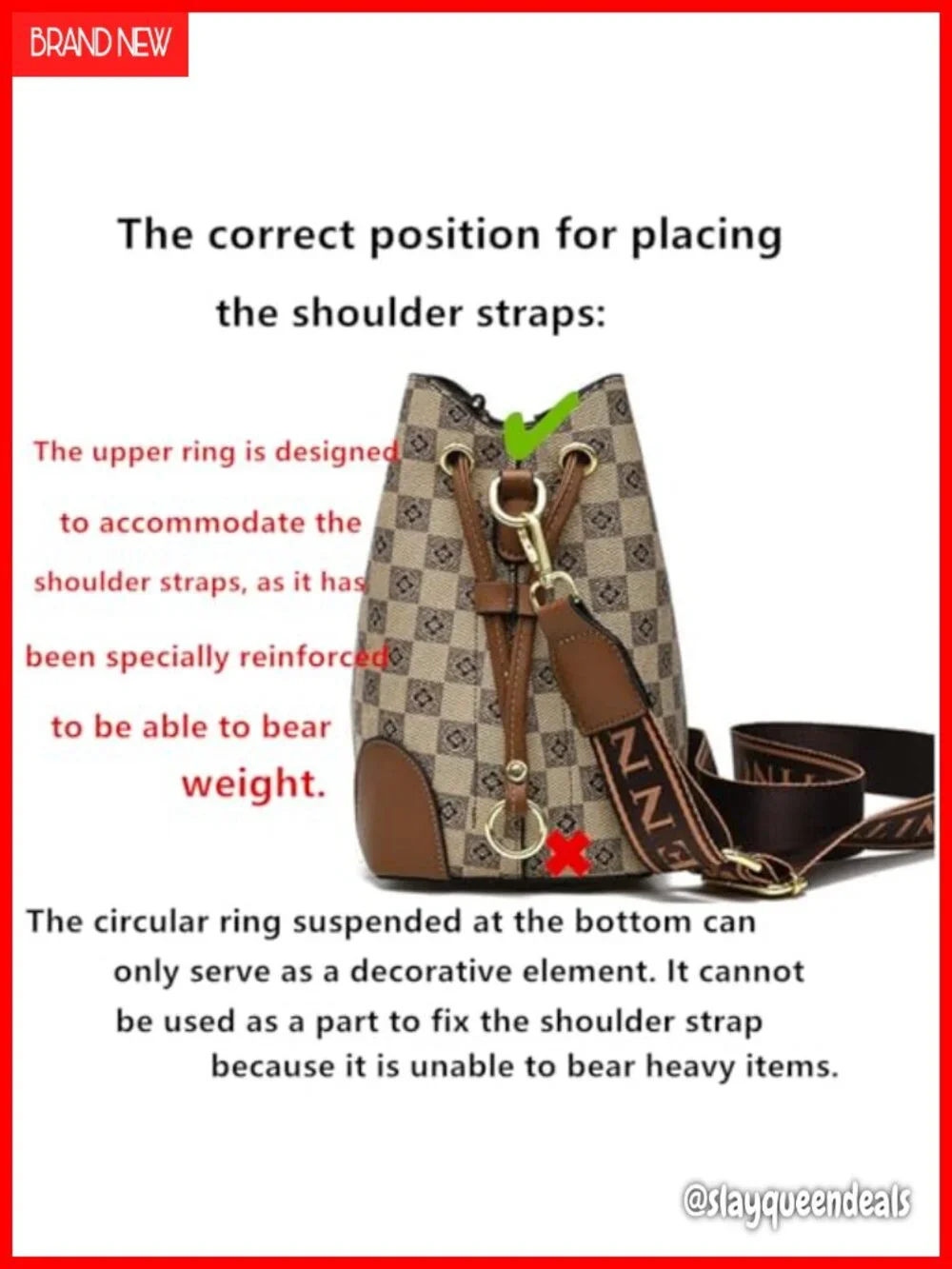 PU leather plaid bucket satchel crossbody hobo handbag
